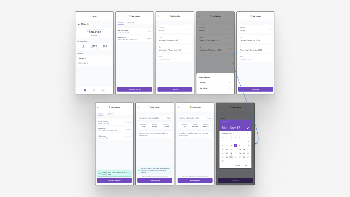 Employee holidays: requests, balances, and approval flow
